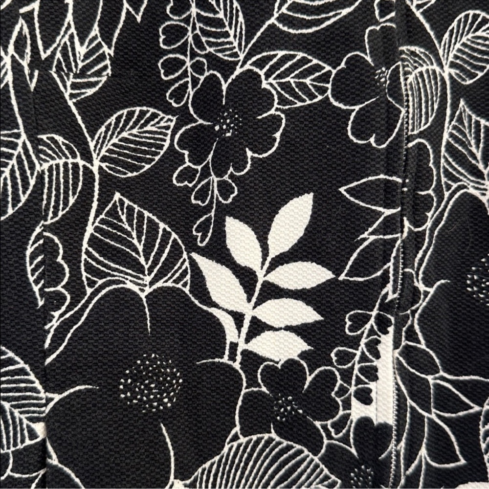 Parisian Signature Floral Zip Front Jacket Medium Black White Career Blazer - Picture 5 of 7